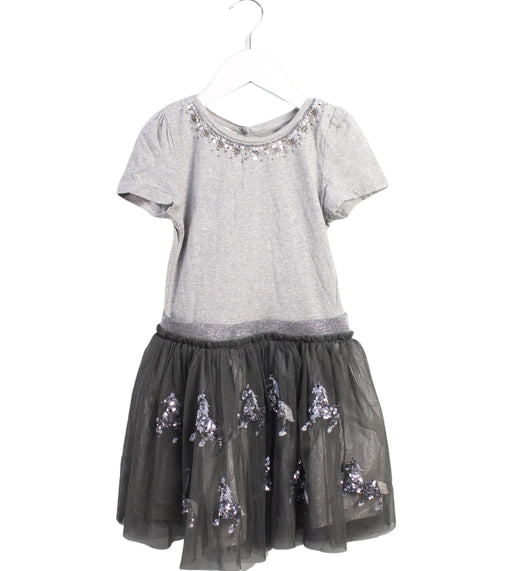 A Grey Short Sleeve Dresses from Monsoon in size 5T for girl. (Front View)