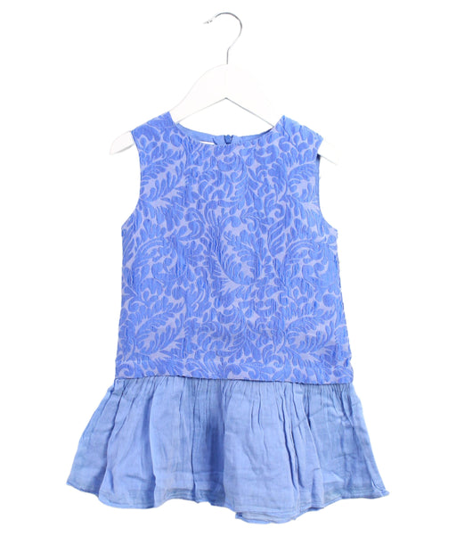 A Blue Sleeveless Dresses from Charabia in size 4T for girl. (Front View)