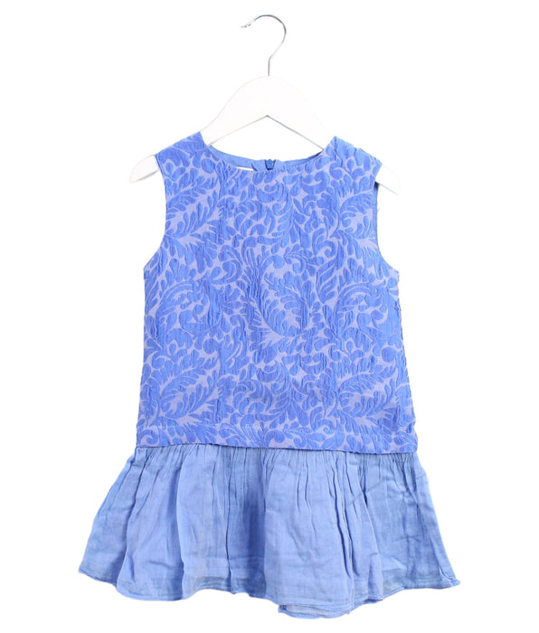 A Blue Sleeveless Dresses from Charabia in size 4T for girl. (Front View)
