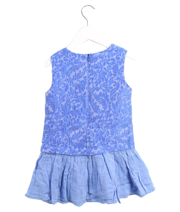 A Blue Sleeveless Dresses from Charabia in size 4T for girl. (Back View)