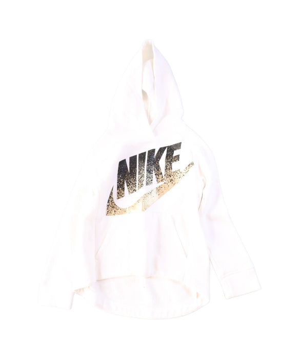 A White Hooded Sweatshirts from Nike in size 4T for girl. (Front View)