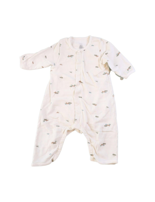 A Ivory Long Sleeve Rompers from Petit Bateau in size 0-3M for boy. (Front View)