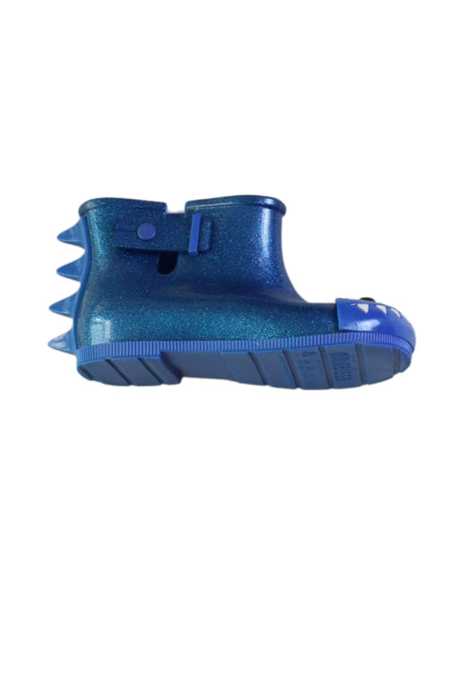 A Blue Rain Boots from Mini Melissa in size 4T for boy. (Front View)