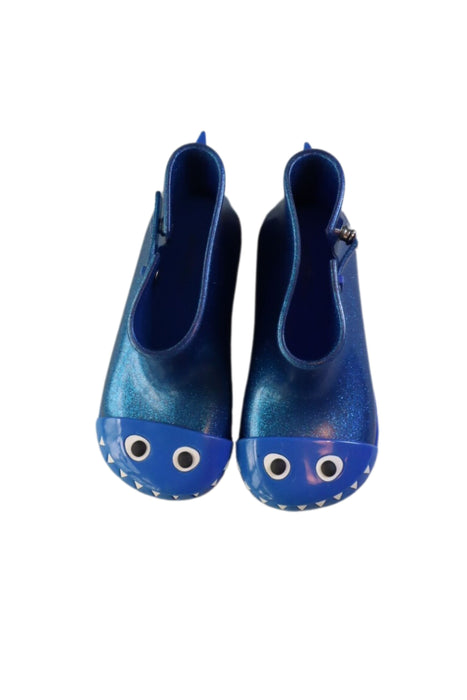 A Blue Rain Boots from Mini Melissa in size 4T for boy. (Back View)