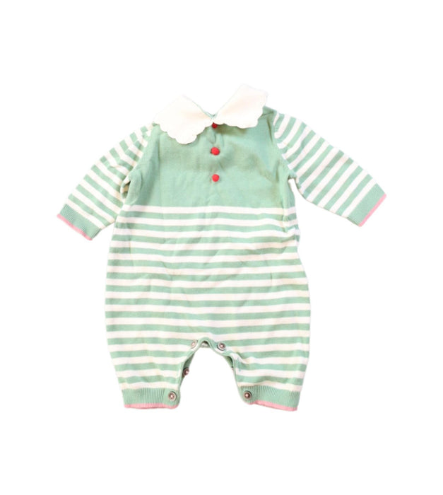 A Green Long Sleeve Rompers from Boden in size 0-3M for girl. (Front View)