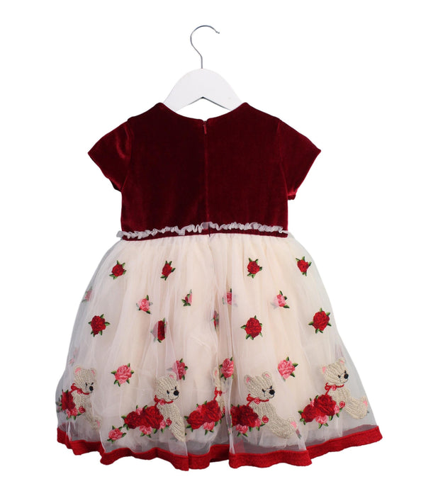 A Burgundy Short Sleeve Dresses from Monnalisa in size 12-18M for girl. (Back View)