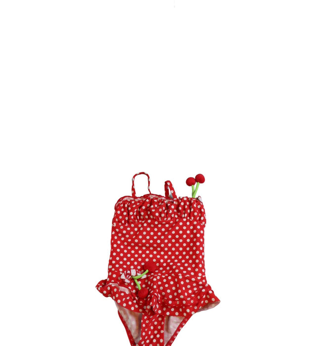 A Red Swimsuits from Minnex in size 4T for girl. (Front View)