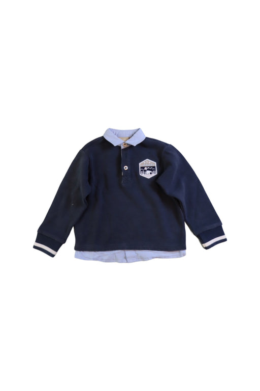 A Navy Long Sleeve Polos from Chickeeduck in size 2T for boy. (Front View)