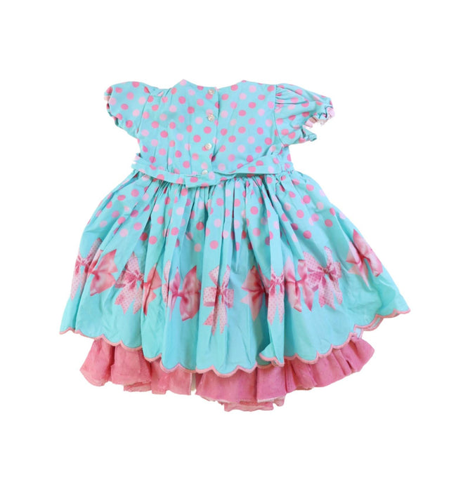 A Blue Short Sleeve Dresses from La Amapola in size 5T for girl. (Back View)