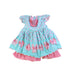 A Blue Short Sleeve Dresses from La Amapola in size 5T for girl. (Front View)