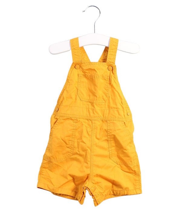 A Yellow Overall Shorts from Petit Bateau in size 6-12M for boy. (Front View)