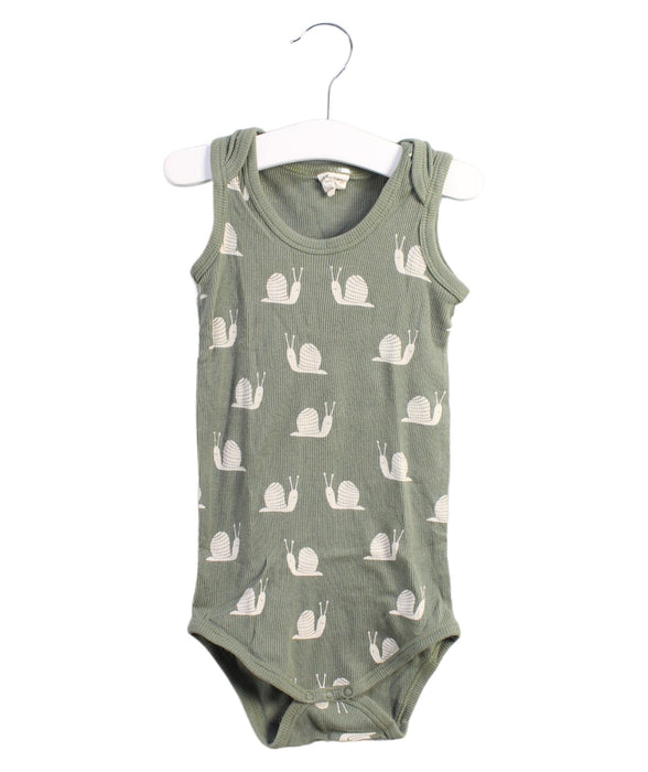 A Green Bodysuits from Nature Baby in size 6-12M for boy. (Front View)