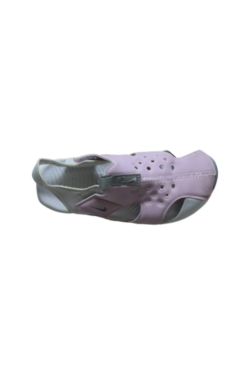 A Pink Sandals from Nike in size 4T for girl. (Front View)