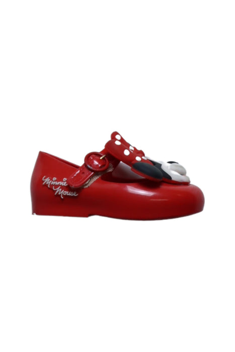 A Red Flats from Mini Melissa in size 12-18M for girl. (Front View)