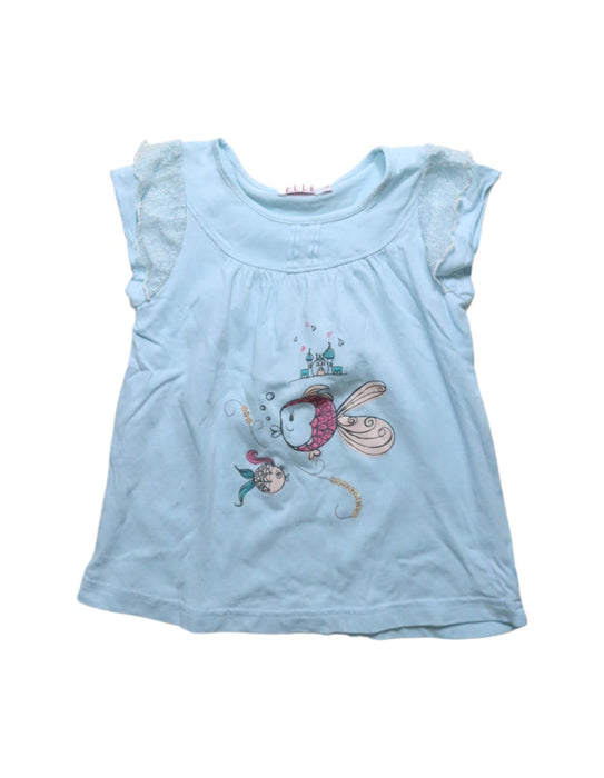 A Blue Short Sleeve Tops from ELLE in size 4T for girl. (Front View)