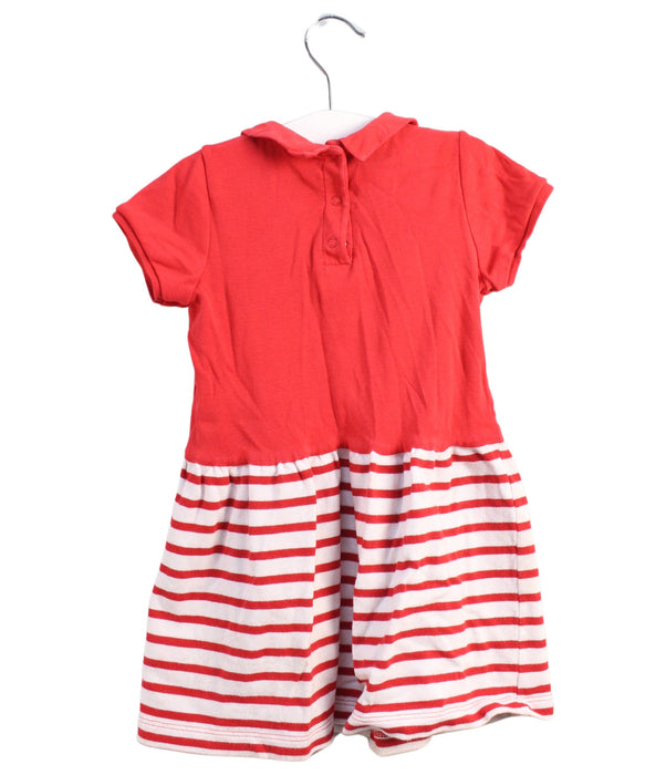 A Red Short Sleeve Dresses from Petit Bateau in size 3T for girl. (Back View)