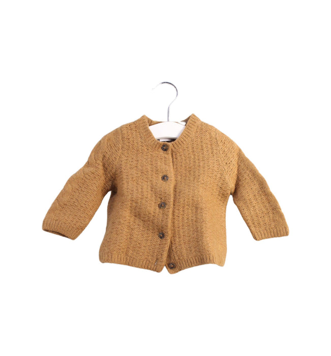 A Yellow Cardigans from Petit Bateau in size 6-12M for girl. (Front View)