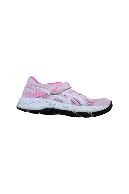 A Pink Sneakers from ASICS in size 7Y for girl. (Front View)