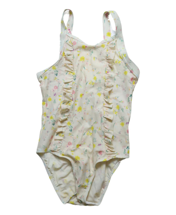 A White Swimsuits from Petit Bateau in size 6T for girl. (Front View)