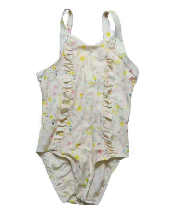A White Swimsuits from Petit Bateau in size 6T for girl. (Front View)