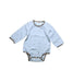 A Blue Long Sleeve Bodysuits from Daks in size 6-12M for boy. (Front View)