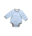 A Blue Long Sleeve Bodysuits from Daks in size 6-12M for boy. (Front View)