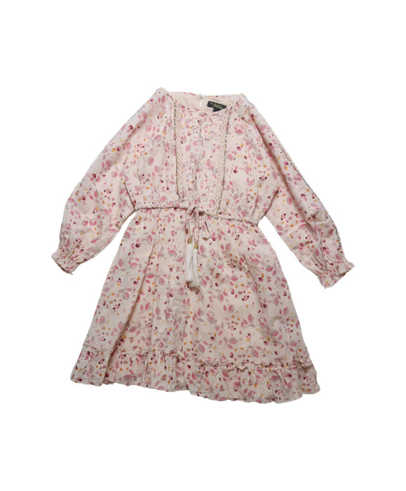 A Pink Long Sleeve Dresses from Velveteen in size 6T for girl. (Front View)