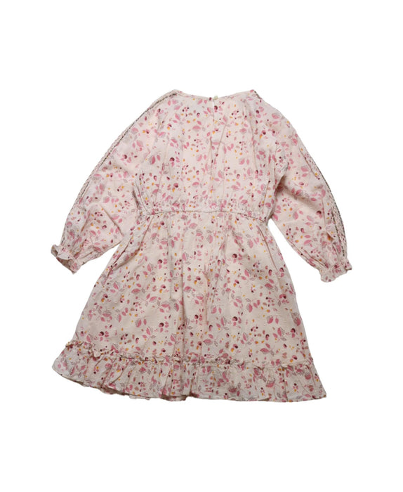 A Pink Long Sleeve Dresses from Velveteen in size 6T for girl. (Back View)