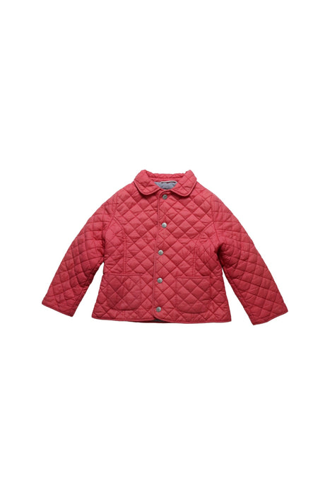 A Pink Puffer/Quilted Jackets from Petit Bateau in size 3T for girl. (Front View)