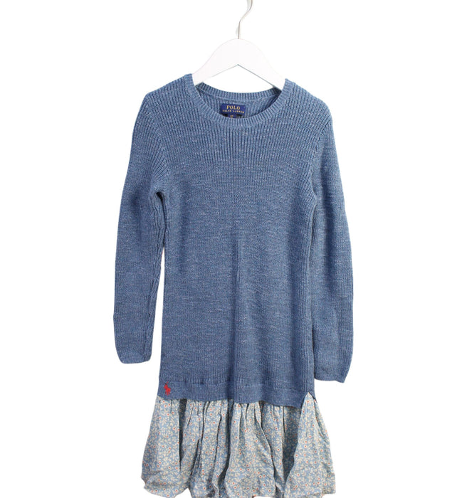 A Blue Sweater Dresses from Polo Ralph Lauren in size 7Y for girl. (Front View)