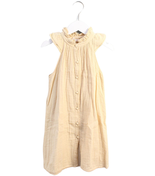 A Yellow Short Sleeve Dresses from Excuse My French in size 6T for girl. (Front View)