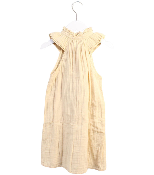 A Yellow Short Sleeve Dresses from Excuse My French in size 6T for girl. (Back View)