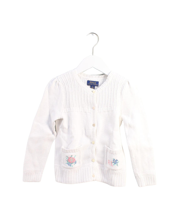 A White Cardigans from Polo Ralph Lauren in size 6T for girl. (Front View)