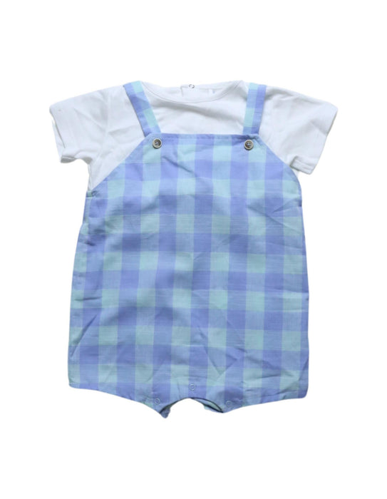 A Blue Overall Sets from Laranjinha in size 6-12M for boy. (Front View)