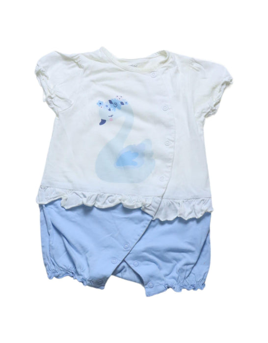 A White Short Sleeve Rompers from Mides in size 6-12M for girl. (Front View)