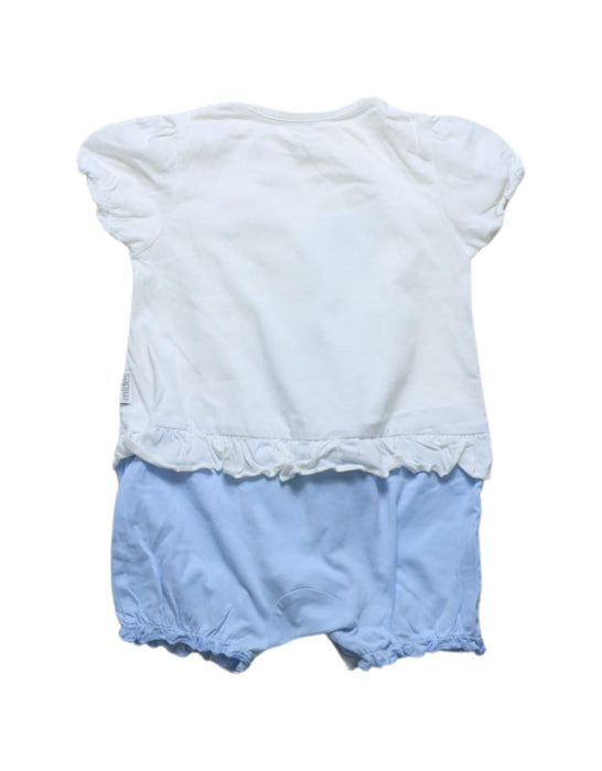 A White Short Sleeve Rompers from Mides in size 6-12M for girl. (Back View)