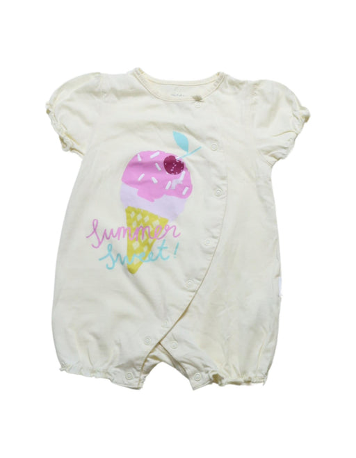 A Yellow Short Sleeve Rompers from Mides in size 6-12M for girl. (Front View)