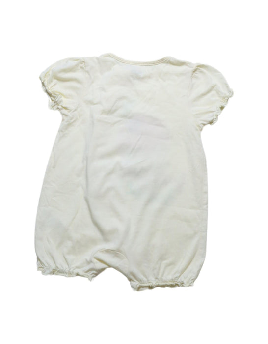 A Yellow Short Sleeve Rompers from Mides in size 6-12M for girl. (Back View)