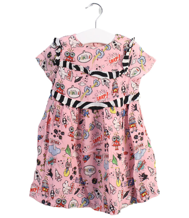 A Pink Short Sleeve Dresses from Fendi in size 12-18M for girl. (Front View)