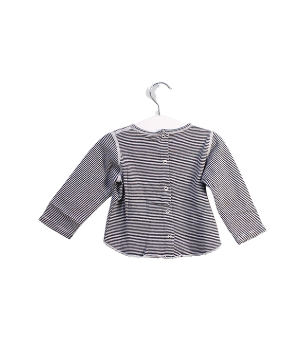 A Blue Long Sleeve Tops from Petit Bateau in size 6-12M for girl. (Back View)