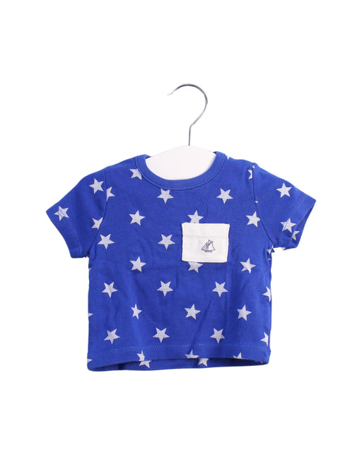 A Blue Short Sleeve T Shirts from Petit Bateau in size 3-6M for girl. (Front View)