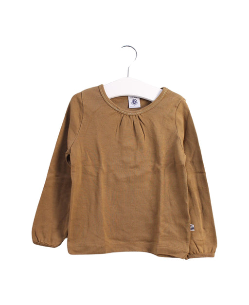 A Brown Long Sleeve Tops from Petit Bateau in size 3T for girl. (Front View)