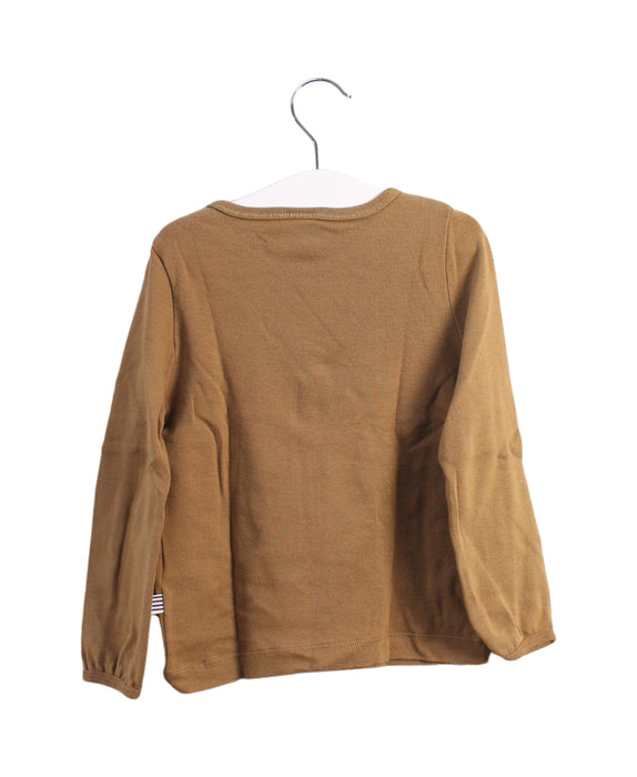 A Brown Long Sleeve Tops from Petit Bateau in size 3T for girl. (Back View)