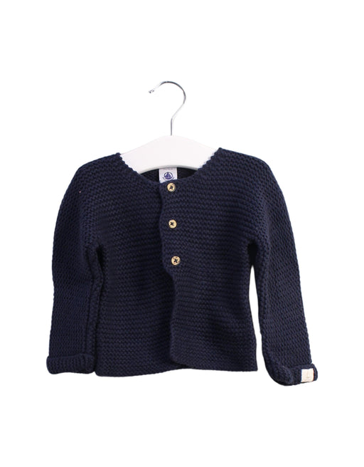 A Blue Cardigans from Petit Bateau in size 6-12M for girl. (Front View)