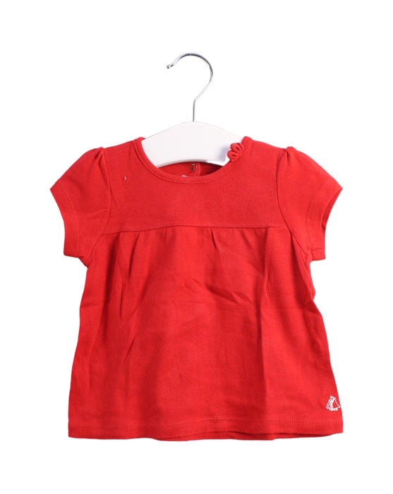 A Red Short Sleeve Tops from Petit Bateau in size 6-12M for girl. (Front View)