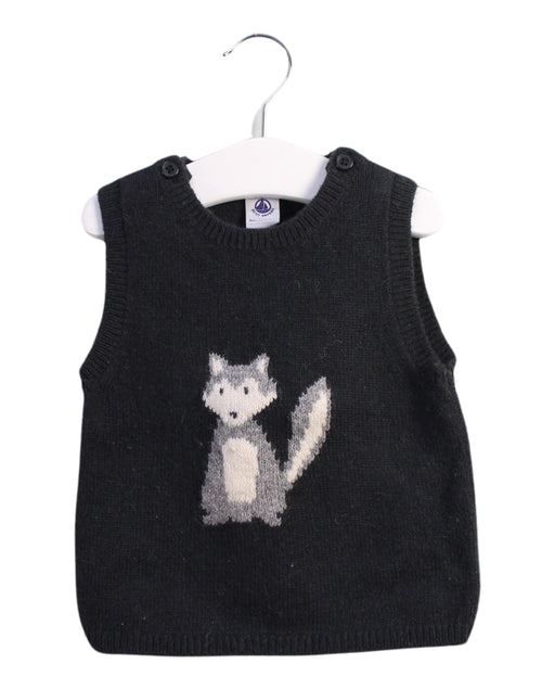 A Black Sweater Vests from Petit Bateau in size 12-18M for girl. (Front View)