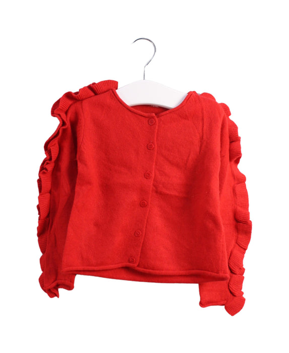 A Red Cardigans from Il Gufo in size 12-18M for girl. (Front View)