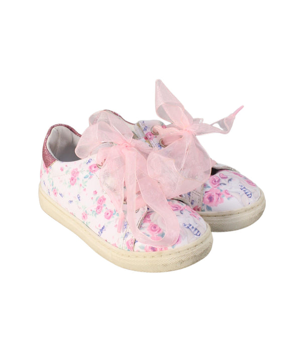 A Pink Sneakers from Monnalisa in size 4T for girl. (Front View)