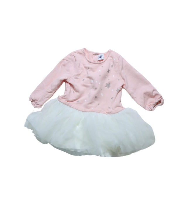 A Pink Long Sleeve Dresses from Petit Bateau in size 12-18M for girl. (Front View)