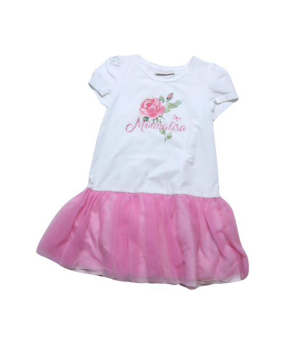 A Pink Short Sleeve Dresses from Monnalisa in size 6T for girl. (Front View)